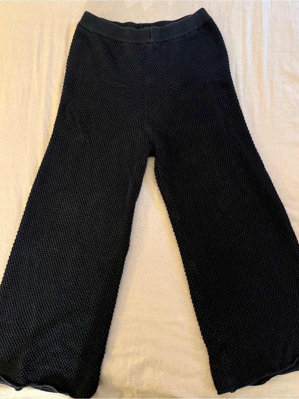 FP Beach Black Textured Wide-Leg Knit Cropped Pants Medium - Picture 2 of 8